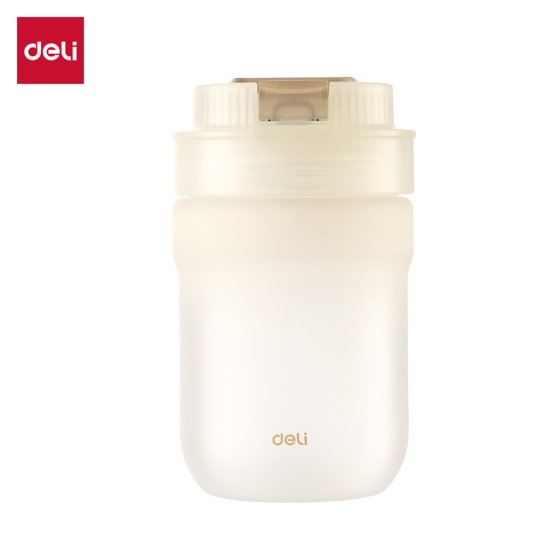 得力LL312咖啡杯(旋蓋雙飲)(420mL)(日色微明)(1個/盒)