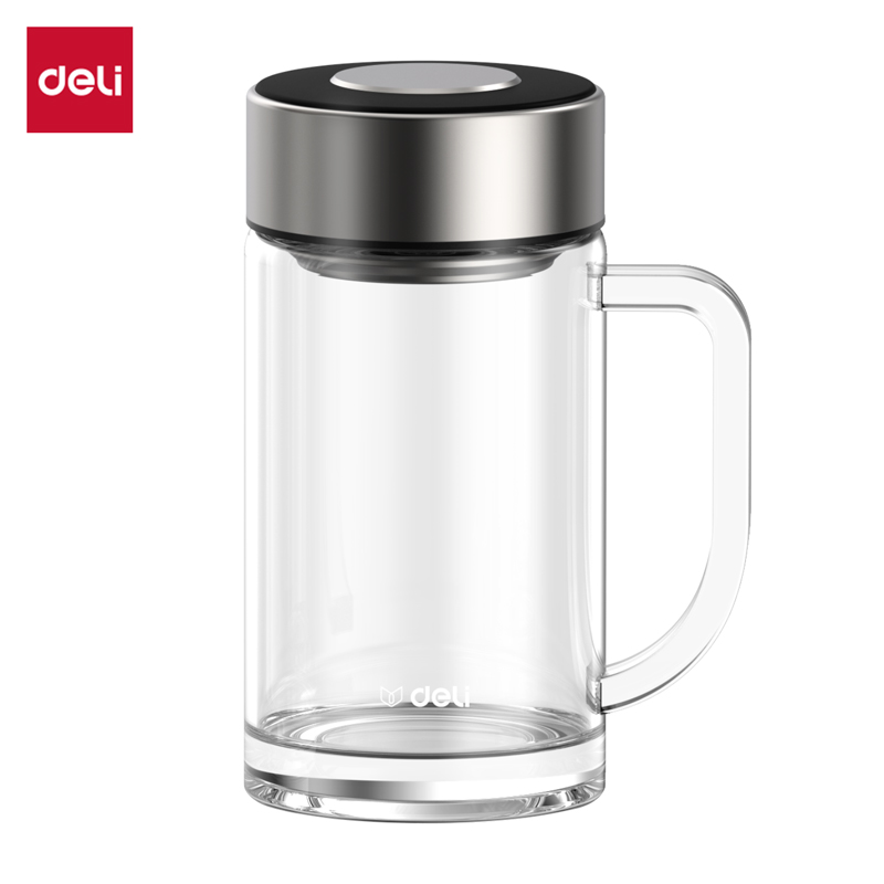 得力LL512單層玻璃杯500mL(黑色)(把手杯)(個)