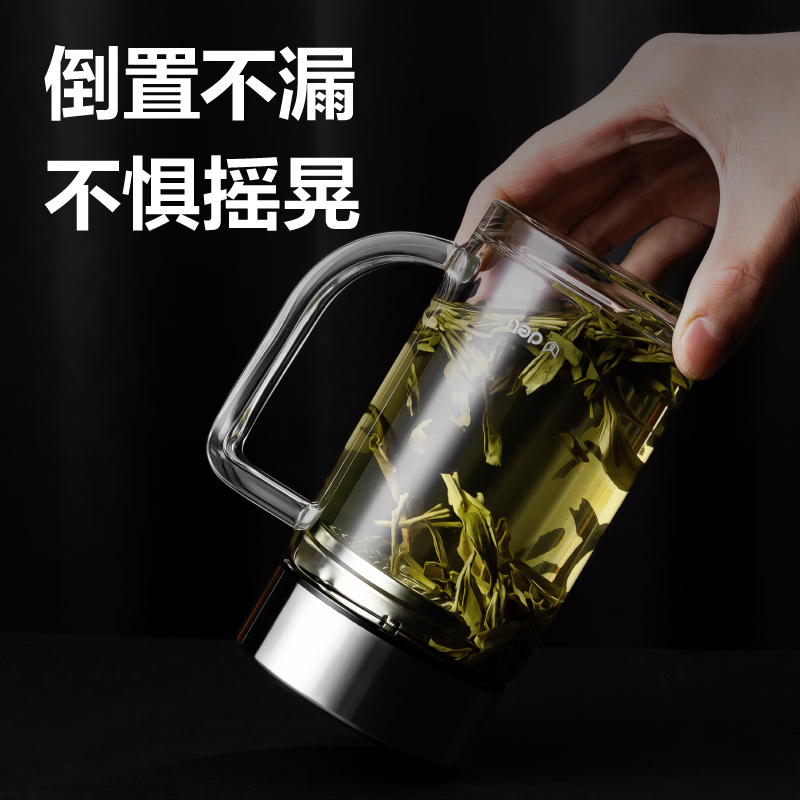 得力LL512單層玻璃杯500mL(黑色)(把手杯)(個)