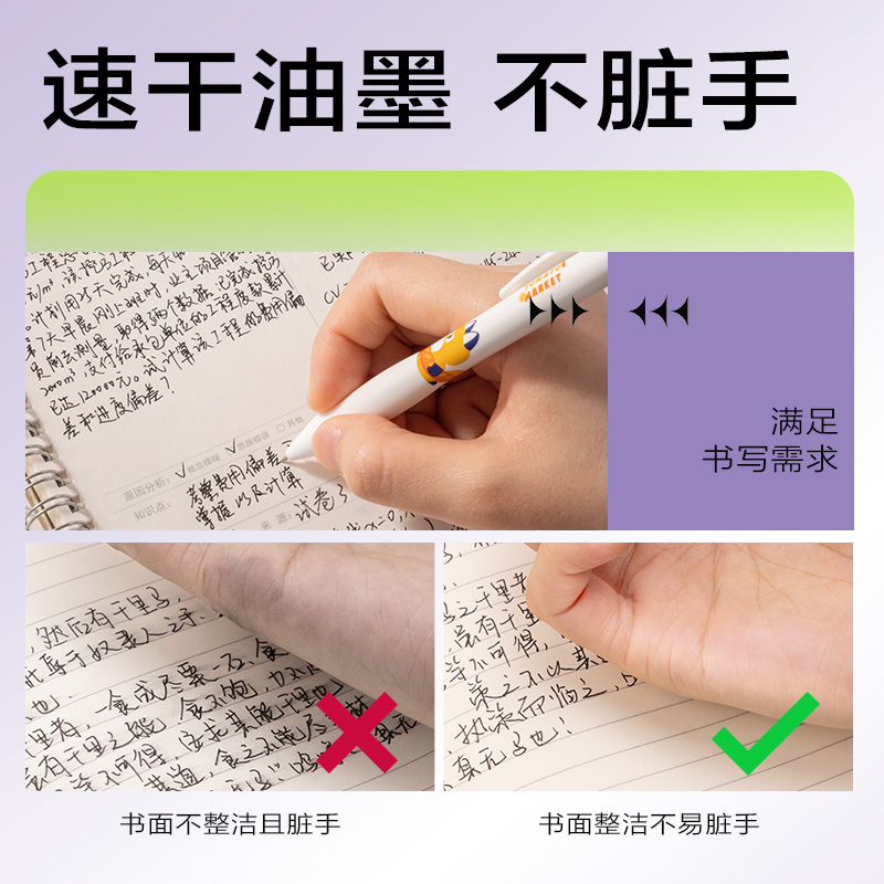 得力SA149藍(lán)熊插畫速干按動學(xué)生中性筆0.5mmST頭(黑)(支)