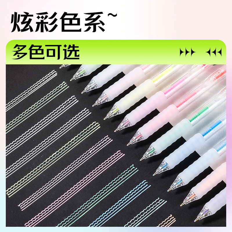 得力SA551丙烯彩色中性筆1.0mm按動子彈頭炫光色系(混)(12支/盒)