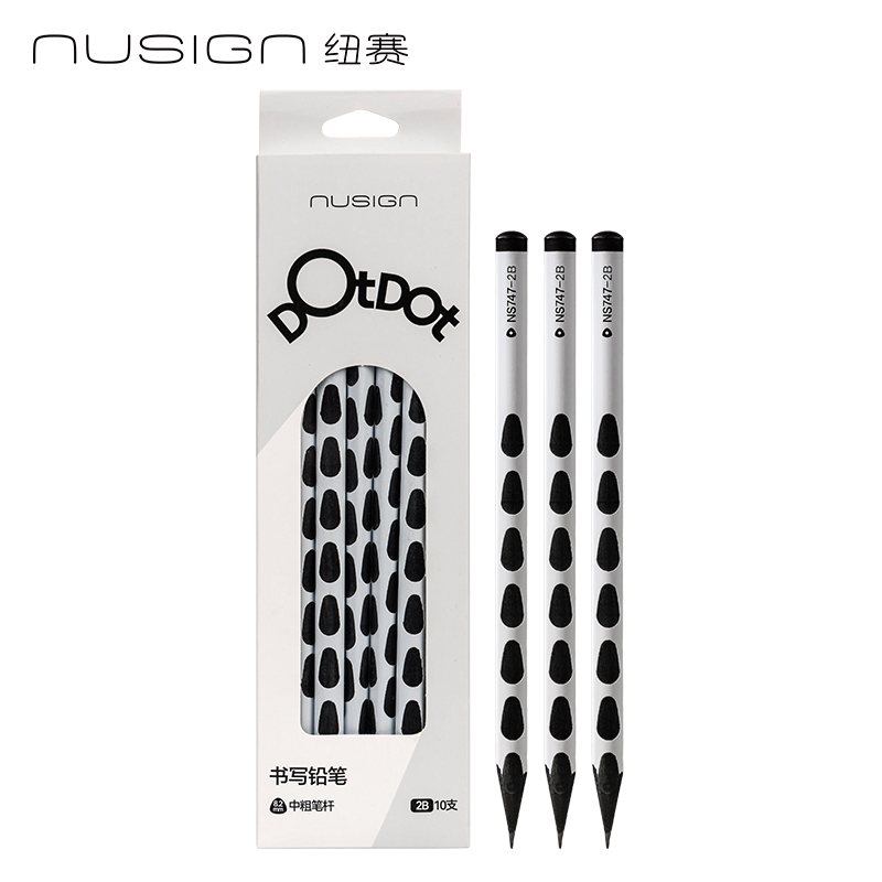 紐賽NS747-2B中粗桿黑木洞洞紐賽鉛筆2B(白)(10支/盒)