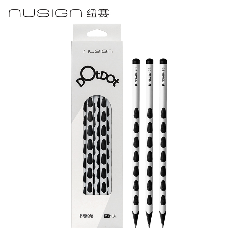 紐賽NS746-2B常規(guī)桿黑木洞洞紐賽鉛筆2B(白)(10支/盒)