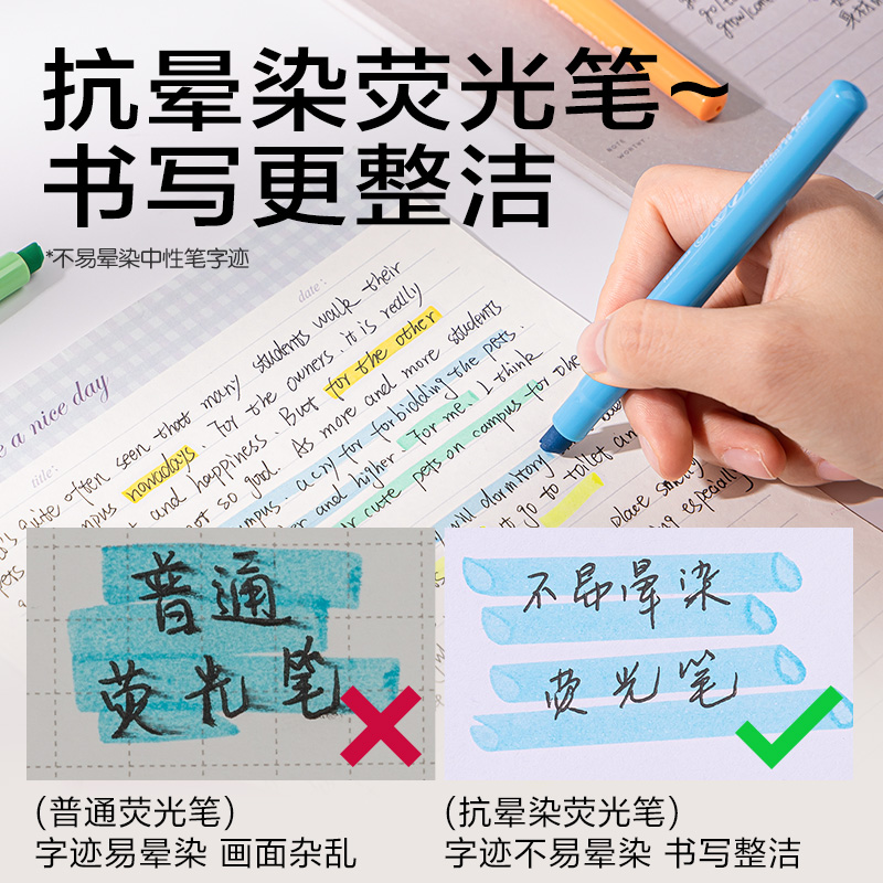得力SK450印印醬抗暈染熒光筆繽紛色系(混)(6支/盒)