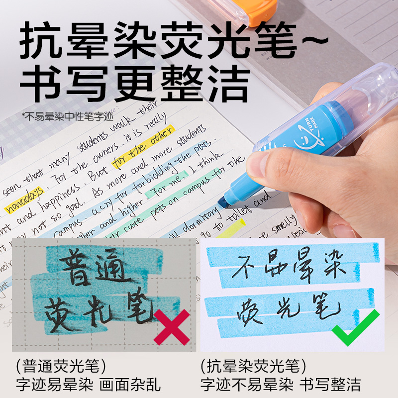 得力SK409翻轉次元抗暈染熒光筆繽紛色系(混)(6支/盒))