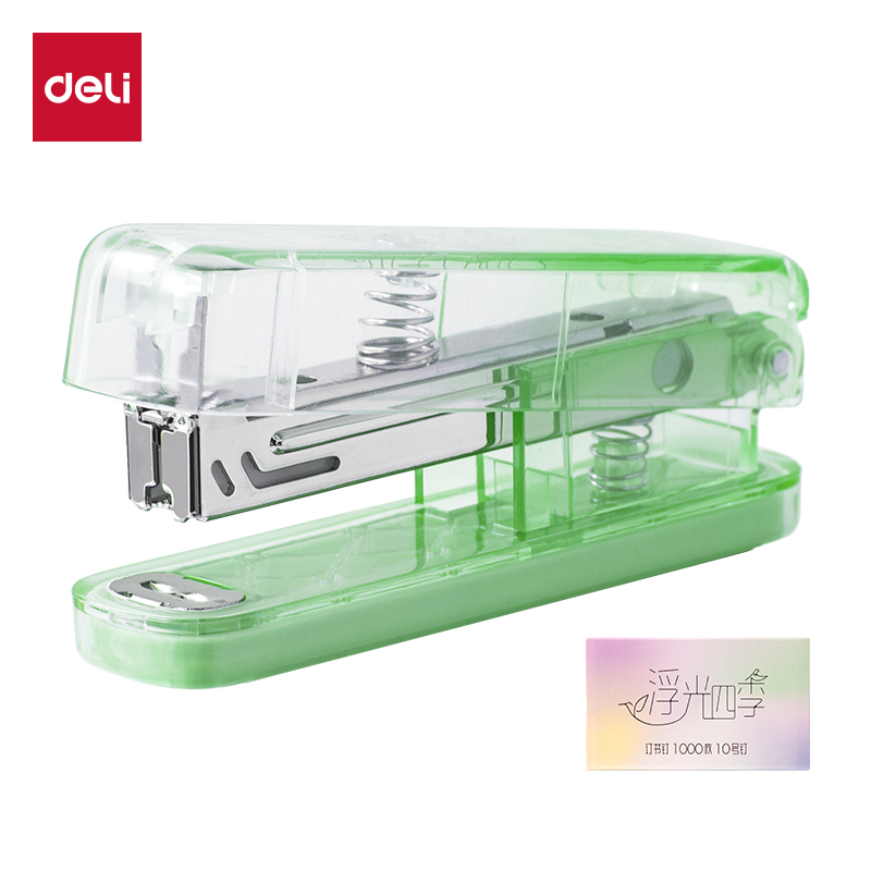 得力0221PRO-C訂書機(漸變綠)(1臺訂書機+1盒釘)