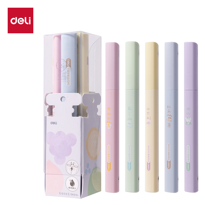得力SK510磁吸香味柔彩熒光筆(混)(5支/盒)