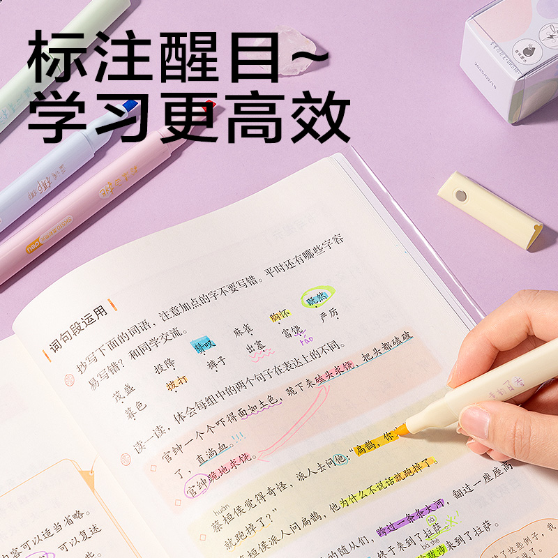 得力SK510磁吸香味柔彩熒光筆(混)(5支/盒)