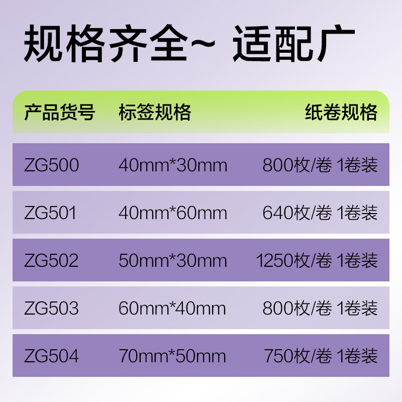 得力ZG503彩色熱敏標(biāo)簽紙60*40-800枚（香草米）(1卷/筒)
