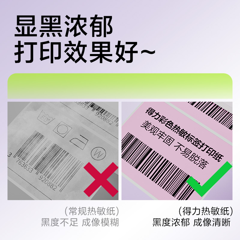 得力ZG501彩色熱敏標(biāo)簽紙40*60-640枚（薄荷綠）(1卷/筒)
