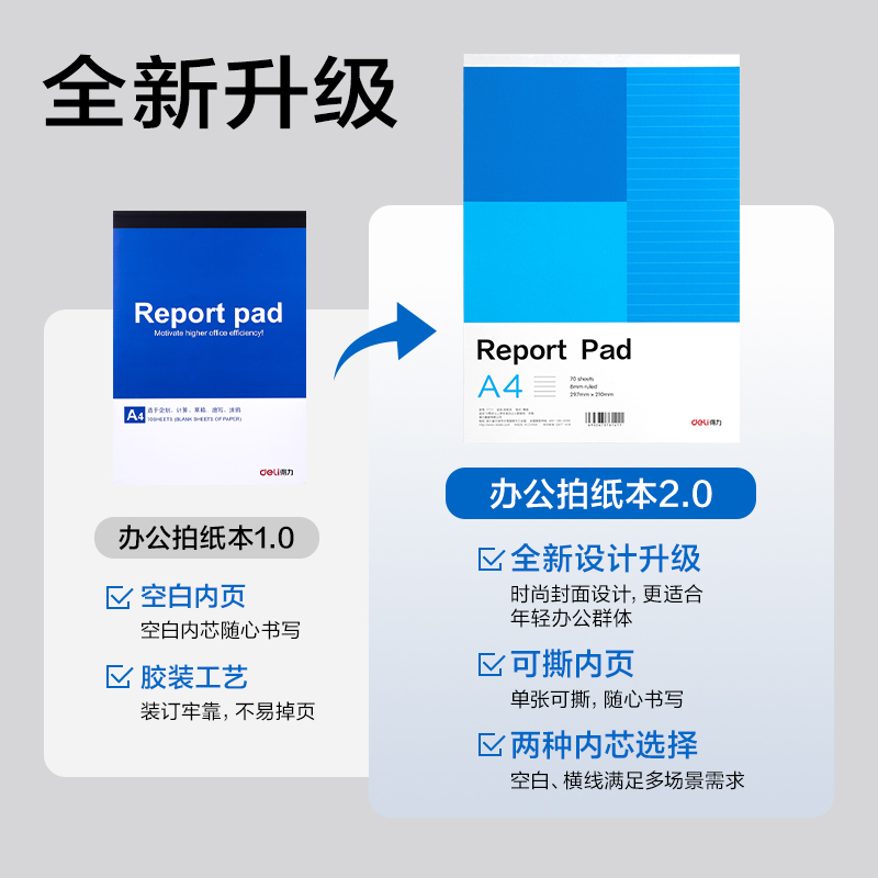 得力7711辦公拍紙本-A4 70張(橫線)(本)