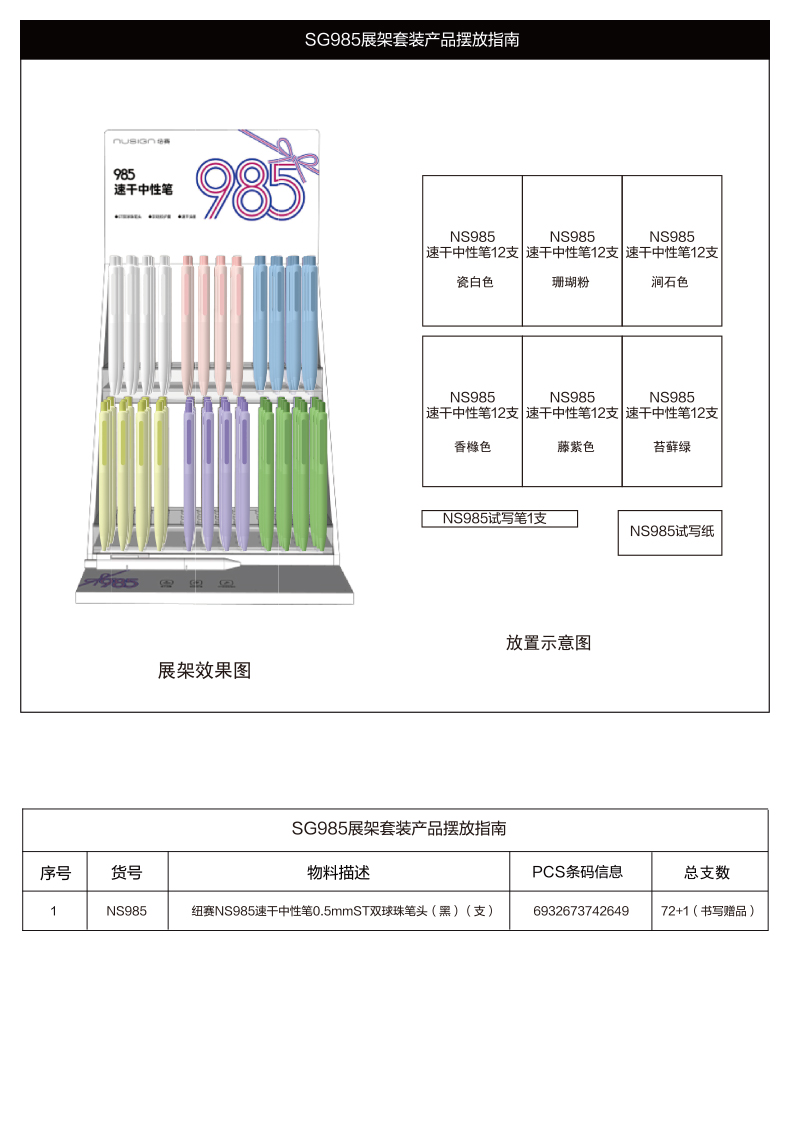 紐賽SG985速干按動(dòng)紐賽中性筆0.5mm雙球珠ST頭(黑色)(套)