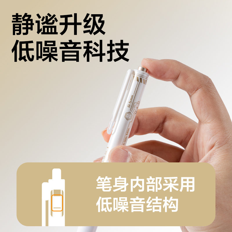 得力SA300六邊形戰(zhàn)神按動(dòng)消音中性筆0.5mm雙球珠ST頭(黑)(3支/盒)