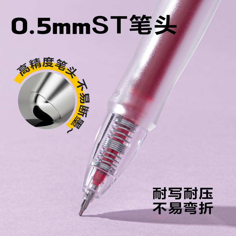 得力SA379秒干按動常規(guī)中性筆0.5mmST頭(紅)(3支/盒)