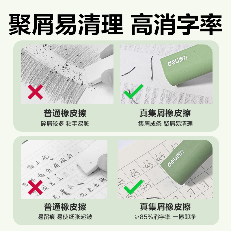得力VP460真集屑水滴橡皮擦(綠)(盒)