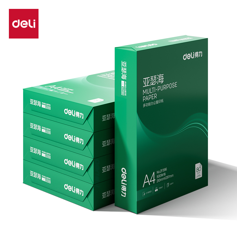 得力ZF397亞瑟海復印紙A4-80g-5包(混)(包)