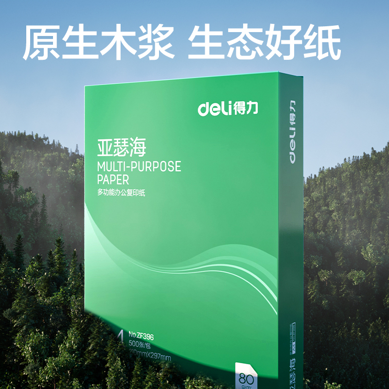 得力ZF397亞瑟海復(fù)印紙A4-80g-5包(混)(包)