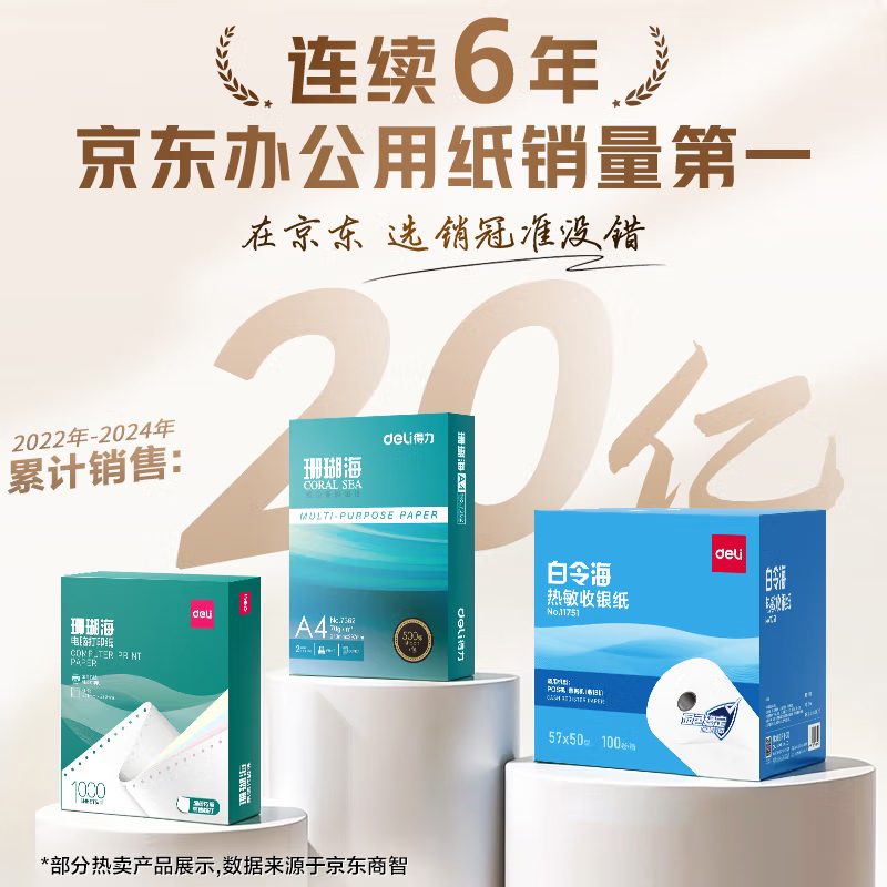 得力ZF392亞瑟海復(fù)印紙A4-70g-5包(混)(包)