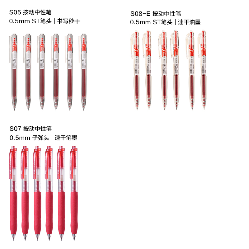 得力SG160-T3糾錯按動中性筆展架套裝(紅)(108支/架)