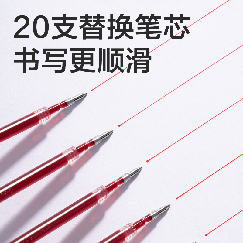 得力SE501速干按動筆芯0.5mm子彈頭(紅)(支)