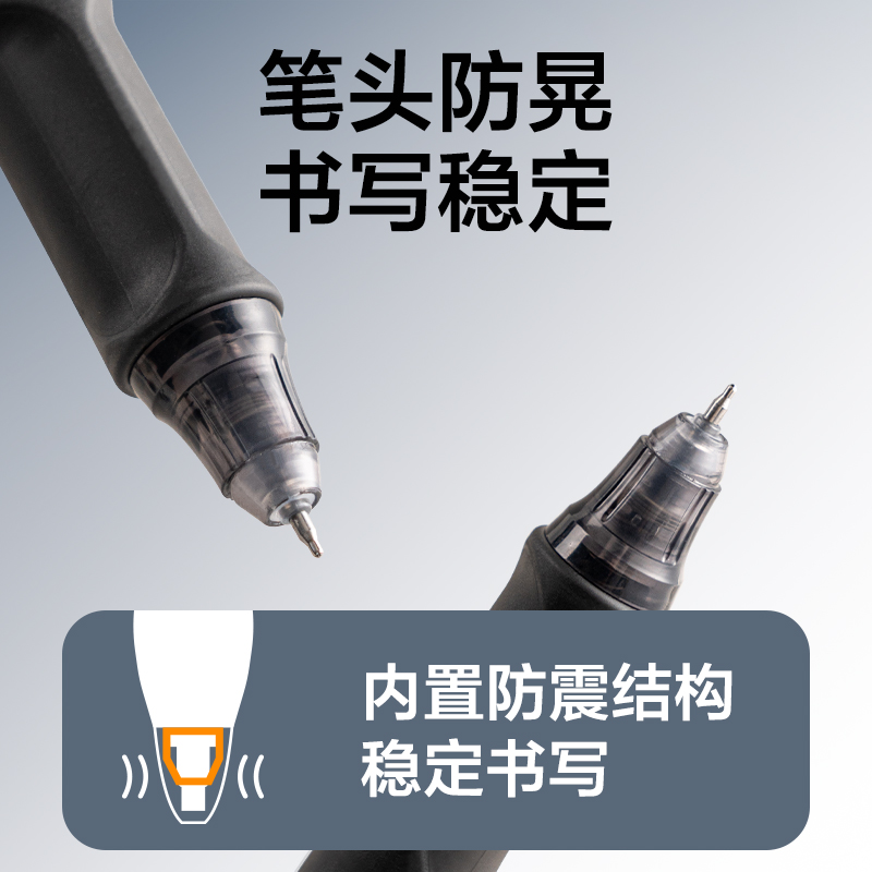 得力SA525秒干按動(dòng)常規(guī)中性筆0.5mmST頭(黑)(支)(黑金款)