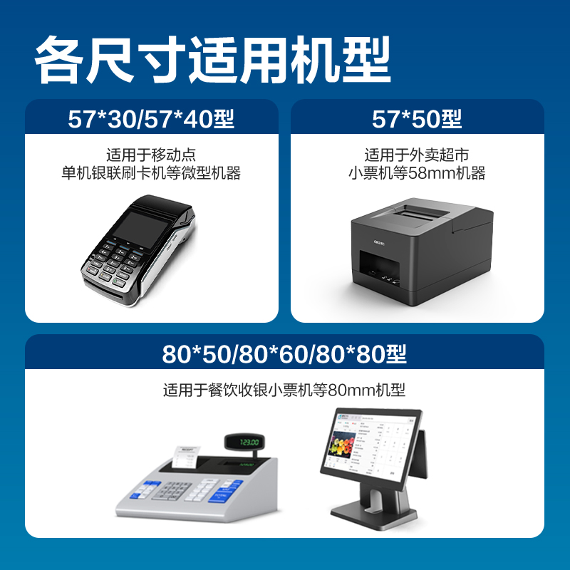 得力ZS352愛琴海收銀紙80*60型(混)(50卷/箱)