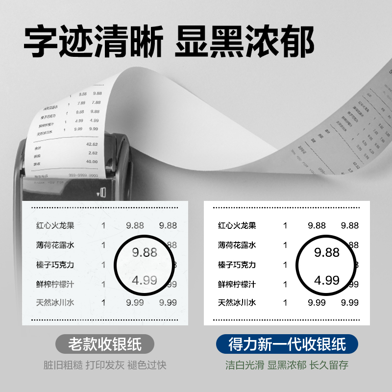 得力ZS351愛(ài)琴海收銀紙80*50型(混)(50卷/箱)