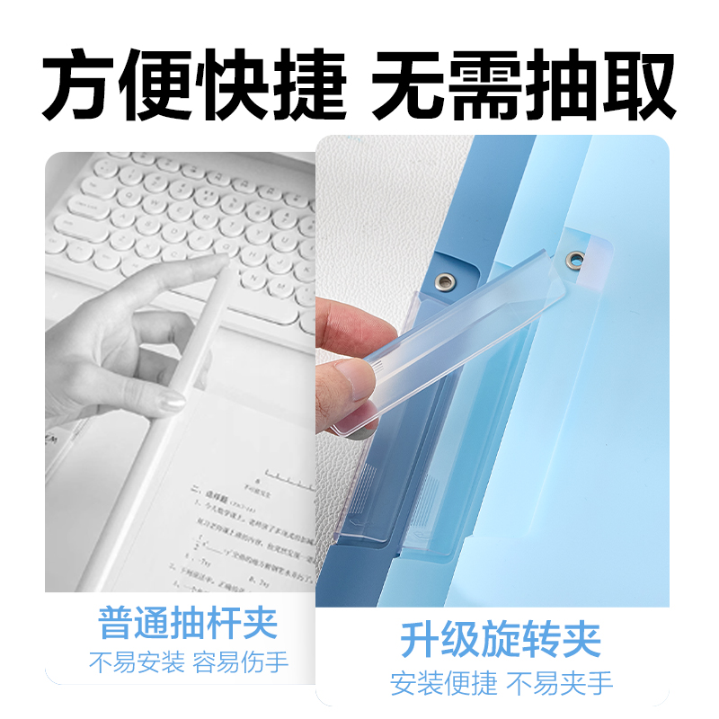 得力PP685旋轉(zhuǎn)短桿報告夾(藍色系)(個)