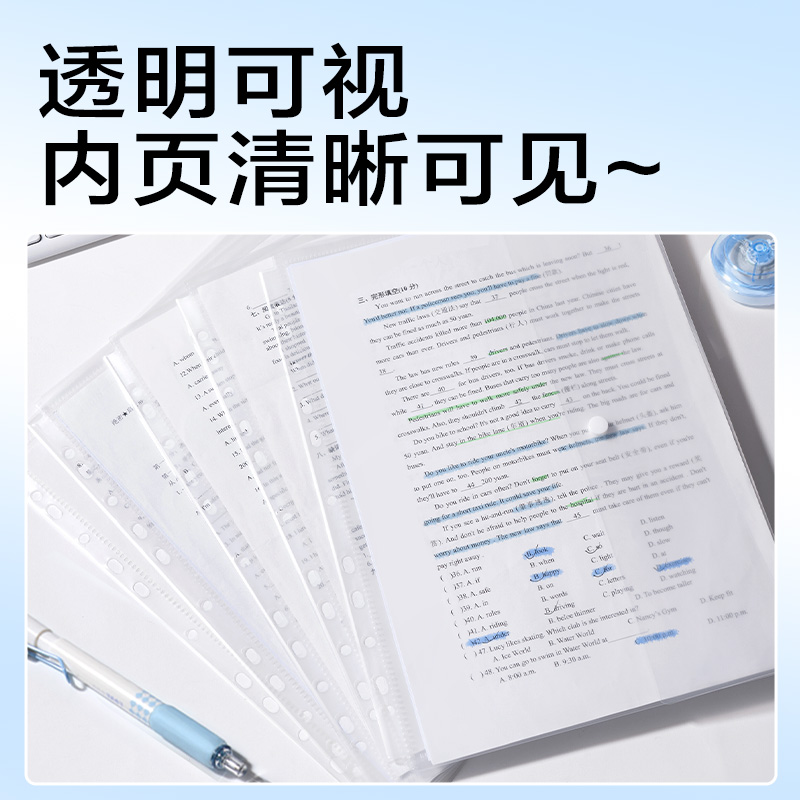 得力PP310活頁文件袋(透明)(5個/包）