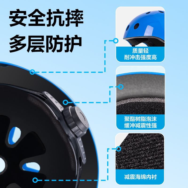 安格耐特FT554-1頭盔護(hù)具套裝(休閑款)(藍(lán)色)(套)