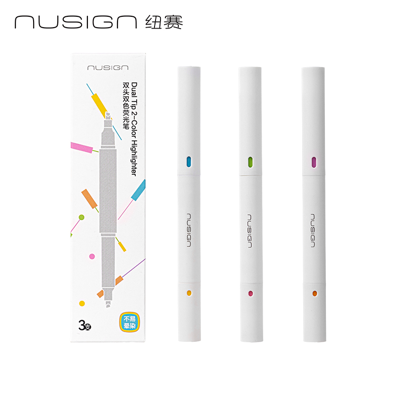紐賽NS720-1雙頭雙色抗暈染熒光筆(混)(3支/盒)