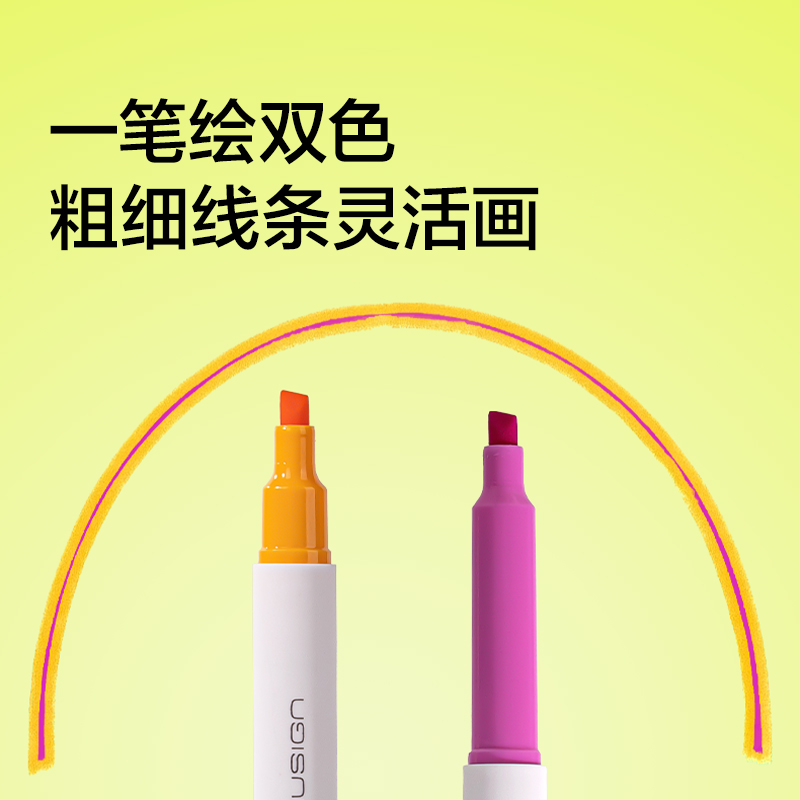 紐賽NS720-1雙頭雙色抗暈染熒光筆(混)(3支/盒)