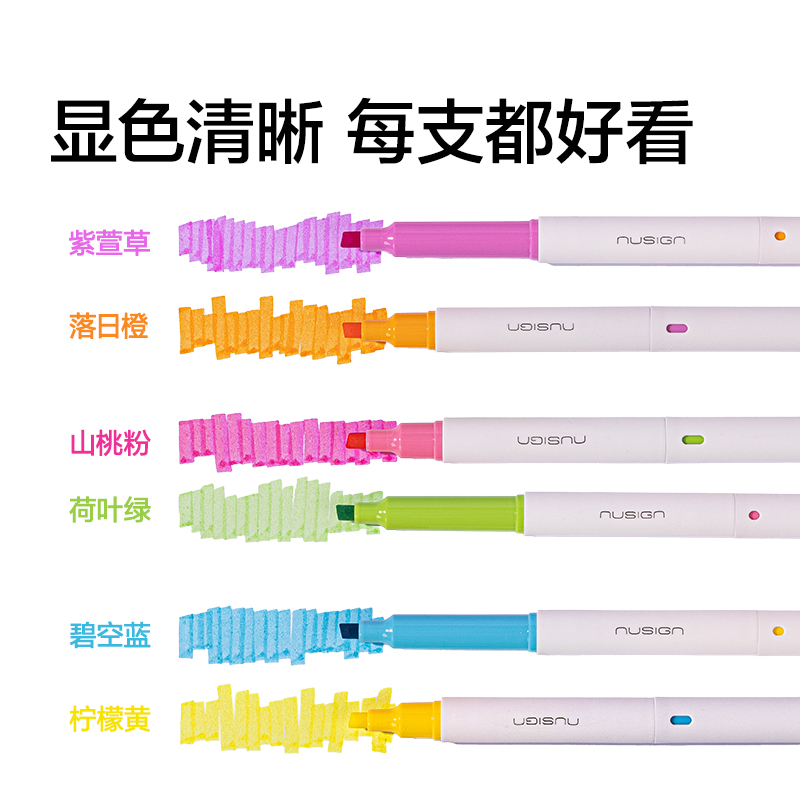 紐賽NS720-1雙頭雙色抗暈染熒光筆(混)(3支/盒)