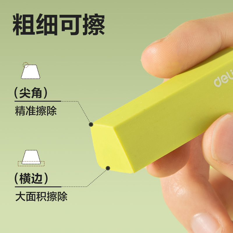 得力VP513五塊裝巧克力皮擦(抹茶色)(盒)