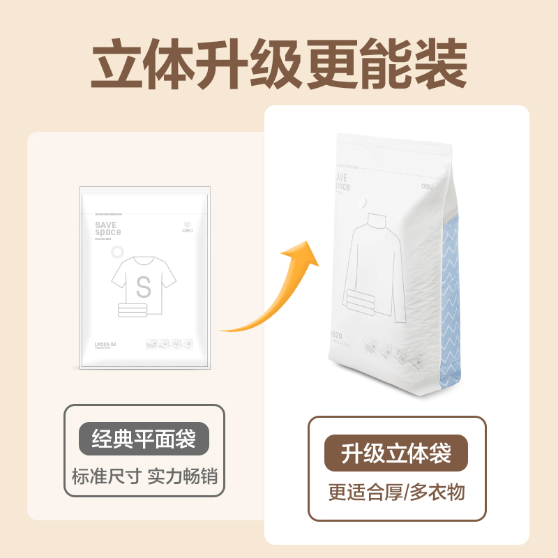 得力LM620立體衣物壓縮袋套裝(本色)(袋)