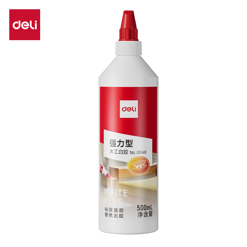 得力JS148高粘木工白膠PVAC(白色)(500ml/瓶)