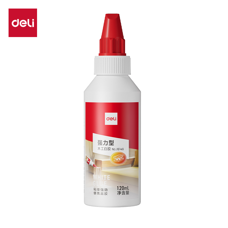 得力JS146高粘木工白膠PVAC(白色)(120ml/瓶)