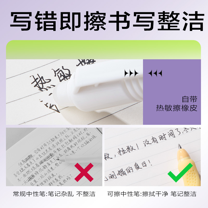 得力SA296按動(dòng)可擦中性筆0.5mm子彈頭(黑)(3支/盒)