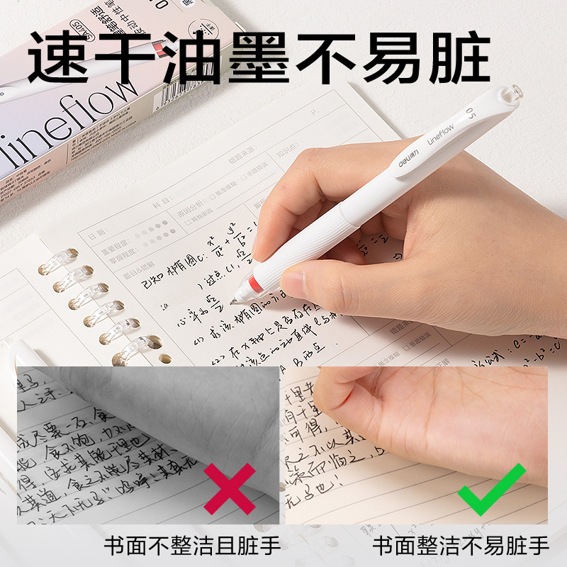 得力SA405速干按動常規(guī)中性筆0.5mm雙珠ST頭(黑)(白色款)(4支/盒)