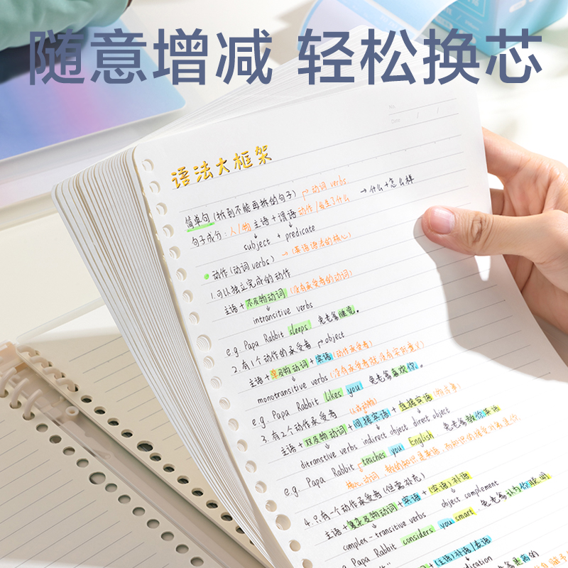 得力BDHB5-04覓光自由翻活頁本-B5 40張(紫)(本)