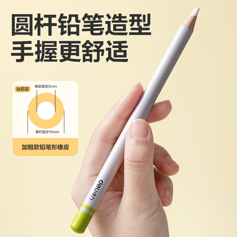 得力VP521三支彩盒裝粗桿鉛筆橡皮擦(混)(盒)