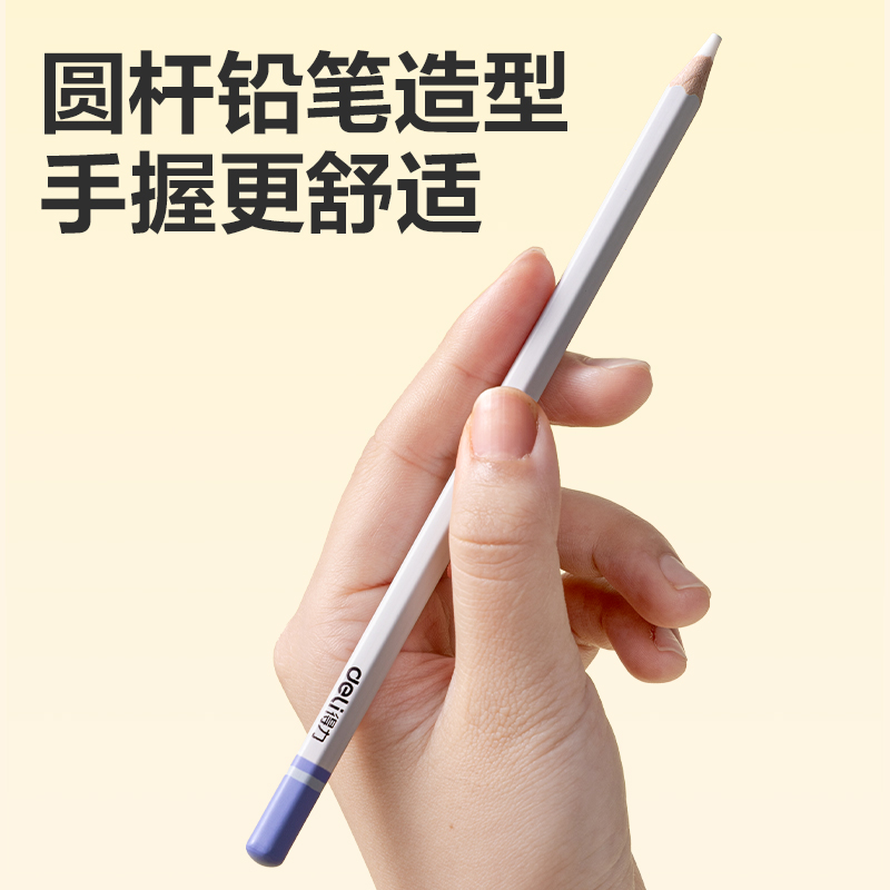 得力VP520六支彩盒裝細(xì)桿鉛筆橡皮擦(混)(盒)