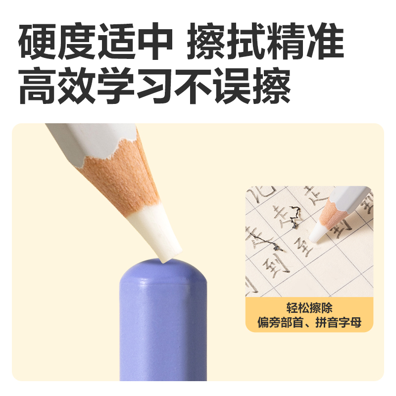 得力VP520六支彩盒裝細(xì)桿鉛筆橡皮擦(混)(盒)