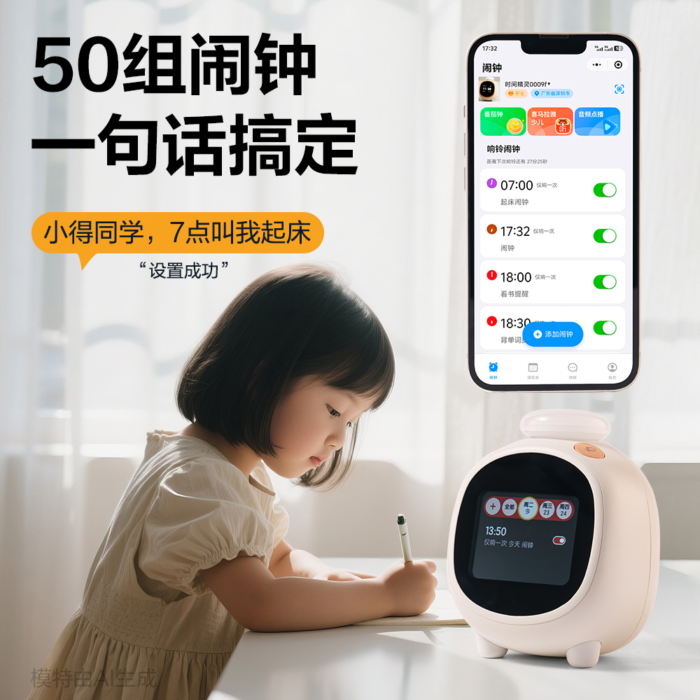 得力LE111-聯(lián)網(wǎng)款智能電子鐘(米白)(臺(tái))