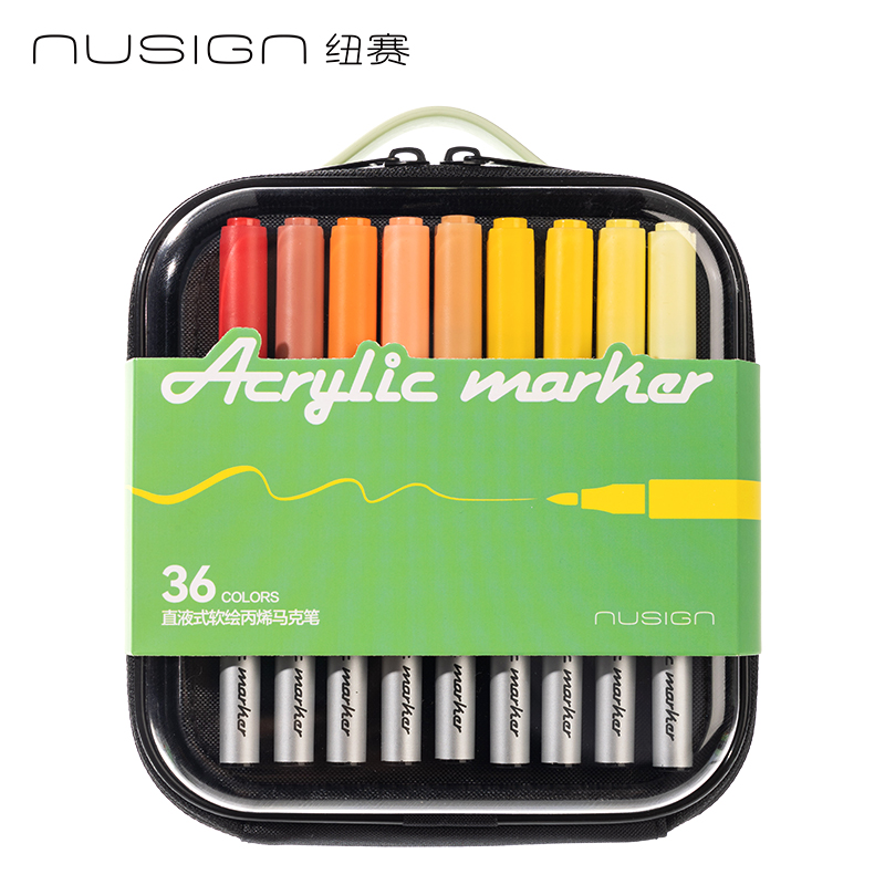 紐賽NS575-36_EVA包圓桿直液式軟繪丙烯馬克筆(混)(36色/包)