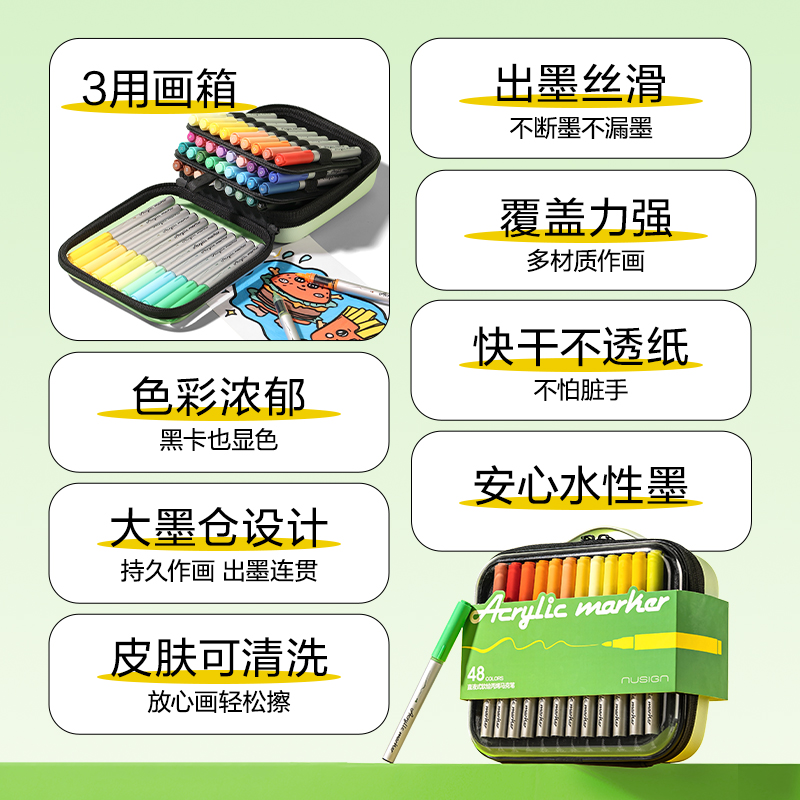 紐賽NS575-36_EVA包圓桿直液式軟繪丙烯馬克筆(混)(36色/包)