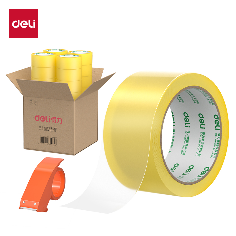 得力JD502封箱膠帶60mm*100y*48μm(透明黃)(4筒/箱)