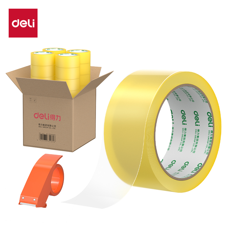 得力JD501封箱膠帶48mm*100y*48μm(透明黃)(4筒/箱)