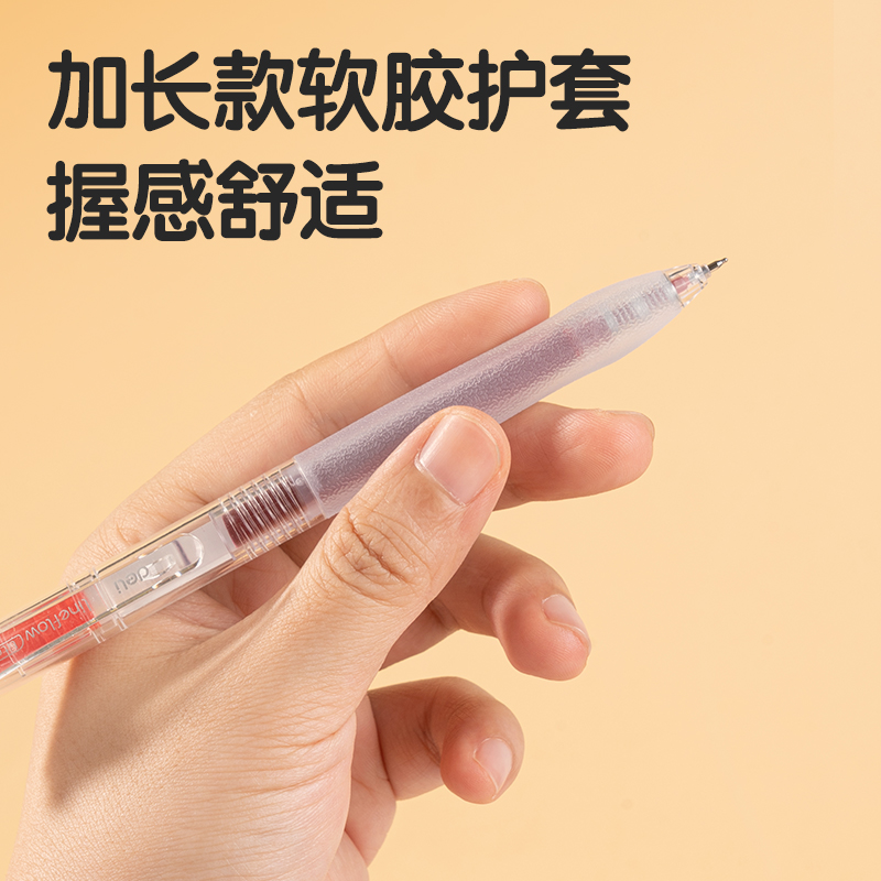 得力SA421速干按動常規(guī)中性筆0.5mmST頭(紅)(5支/盒)