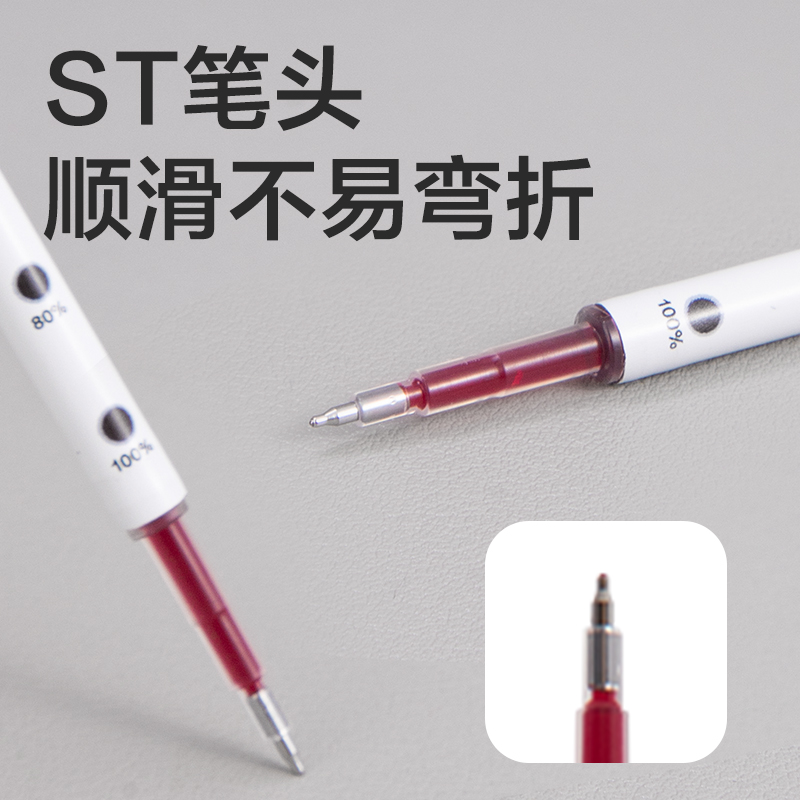 得力SE290秒干按動(dòng)中性筆替芯0.5mmST頭(紅)(10支/袋)